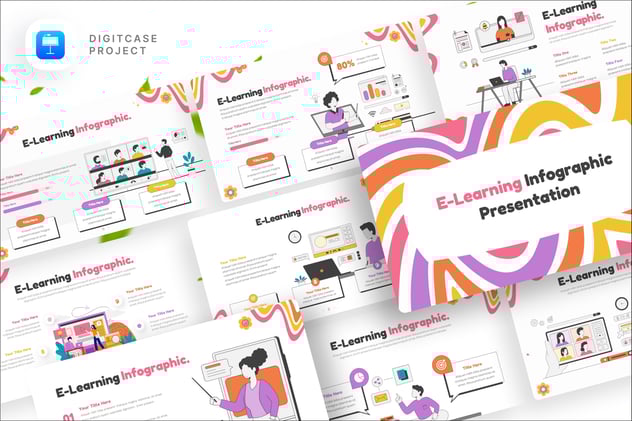 在线教育学习场景插画keynote模板 - 顶尖PPT