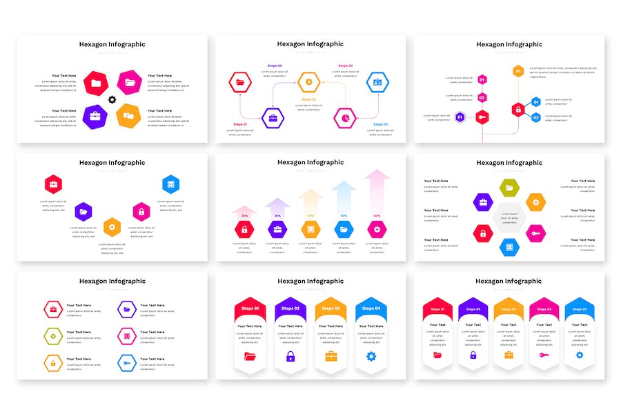六边形信息图形数据可视化展示Keynote模板 - 顶尖PPT