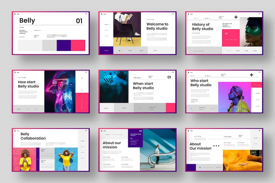 渐变边框企业介绍总结计划PPT模板 - 顶尖PPT