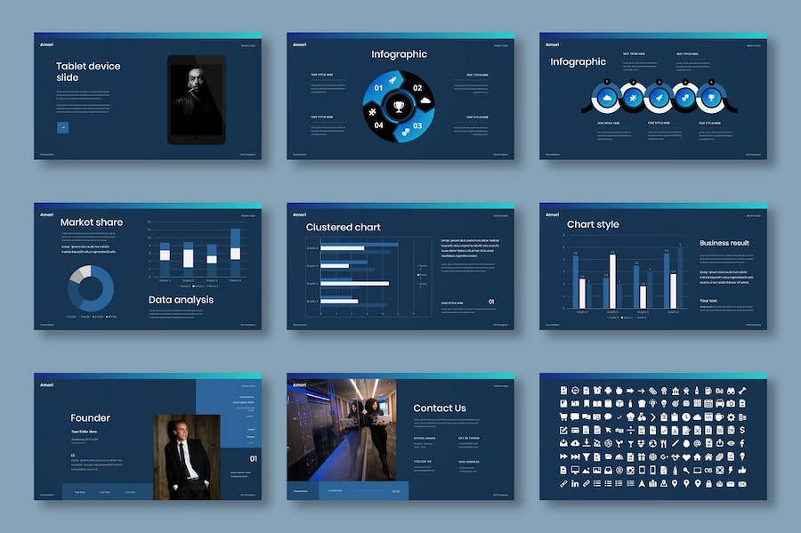蓝色商务企业形象宣传PPT模板 - 顶尖PPT
