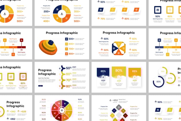 流程图进展信息图形PPT模板 - 顶尖PPT