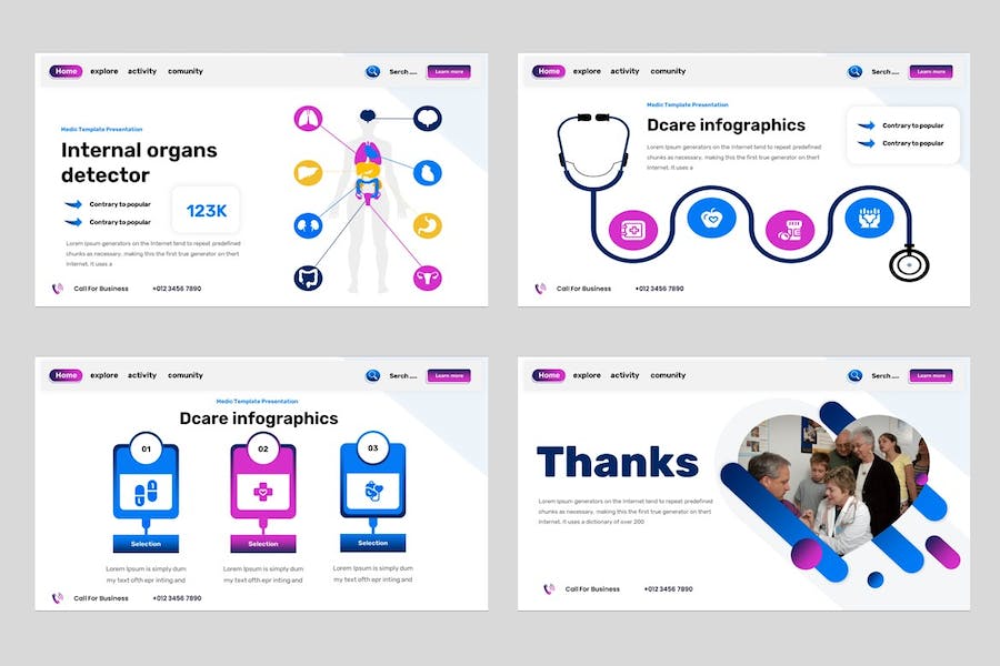 蓝白色医疗卫生主题Keynote演示模板 - 顶尖PPT