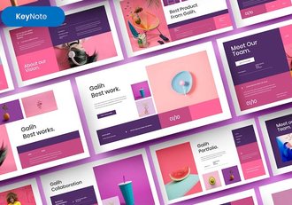 粉紫色图片拼贴商务Keynote模板 - 顶尖PPT
