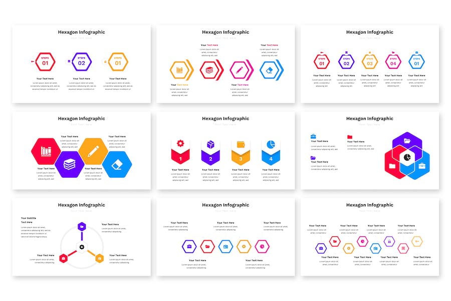 六边形信息图形数据可视化展示Keynote模板 - 顶尖PPT