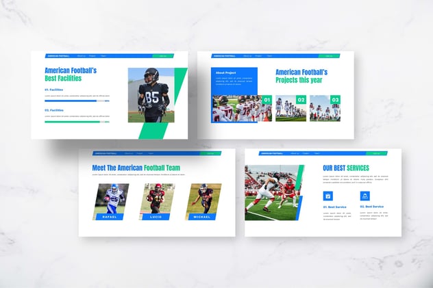 美式足球体育运动比赛PPT模板 - 顶尖PPT