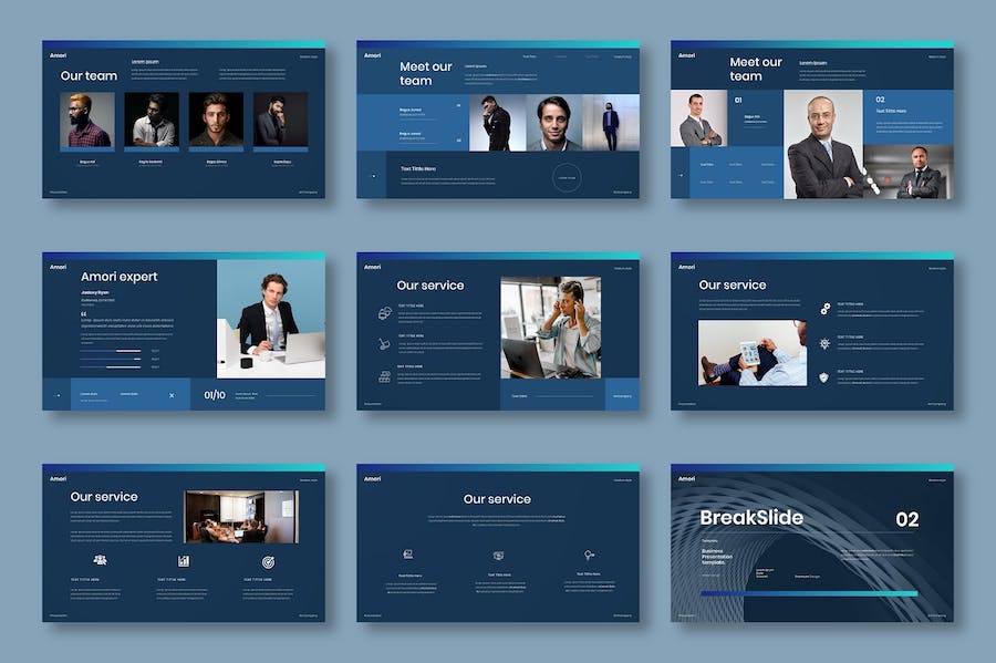 蓝色商务企业形象宣传PPT模板 - 顶尖PPT