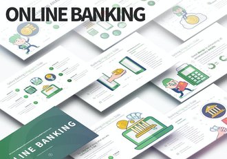 网上银行场景插画图形PPT模板 - 顶尖PPT