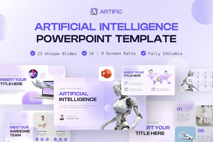 AI人工智能机器人科技PPT模板 - 顶尖PPT