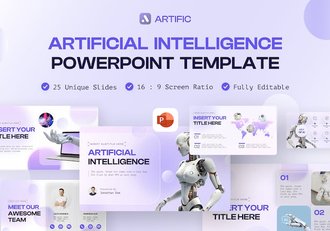 AI人工智能机器人科技PPT模板 - 顶尖PPT