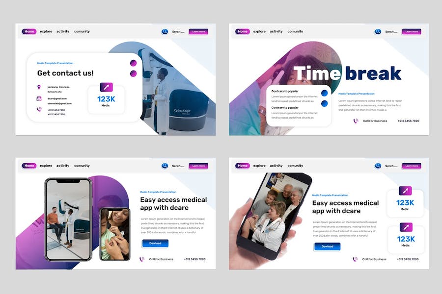 蓝白色医疗卫生主题Keynote演示模板 - 顶尖PPT