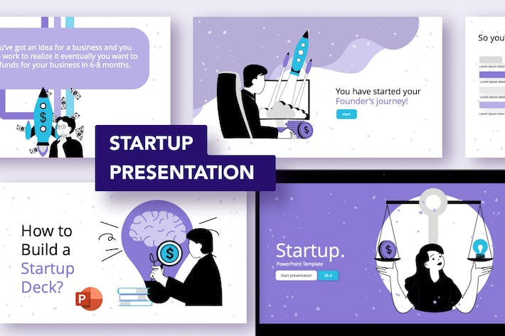 极简矢量插画创业项目规划PPT模板 - 顶尖PPT