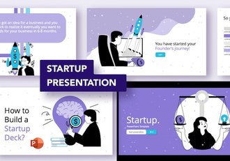 极简矢量插画创业项目规划PPT模板 - 顶尖PPT