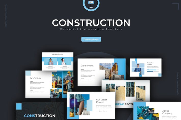 建筑施工项目管理讲述Keynote模板 - 顶尖PPT