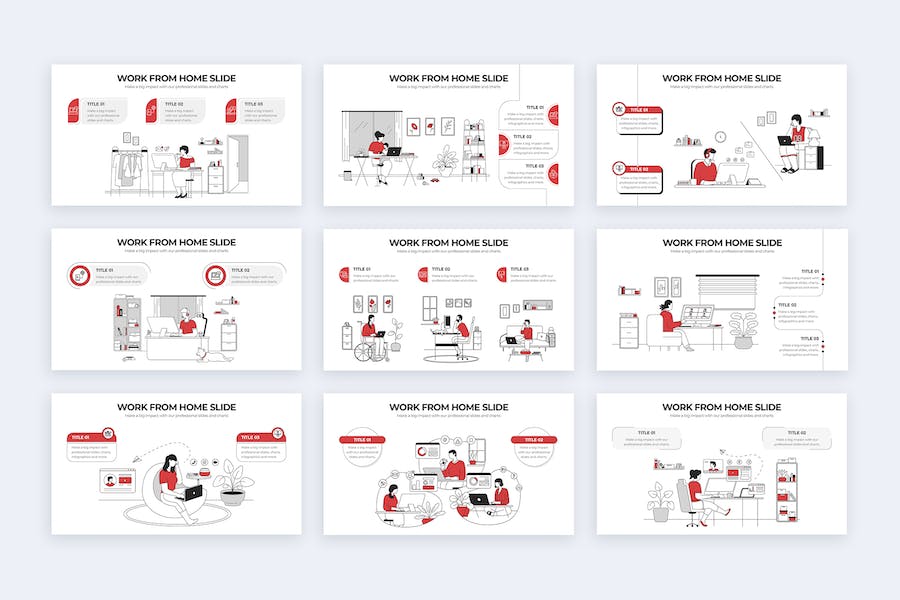 居家办公工作管理信息图形Keynote模板 - 顶尖PPT