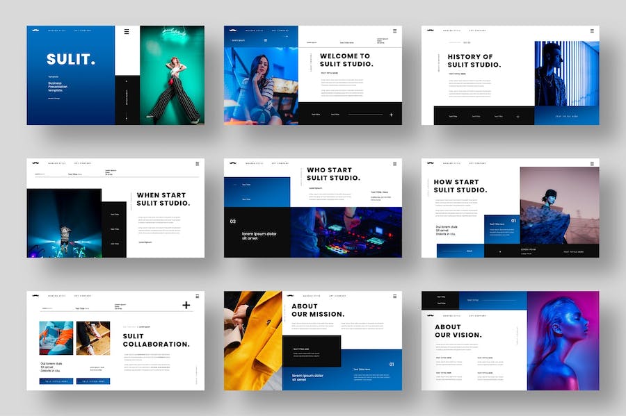 时尚流行风格服装模特展示品牌宣传PPT模板 - 顶尖PPT