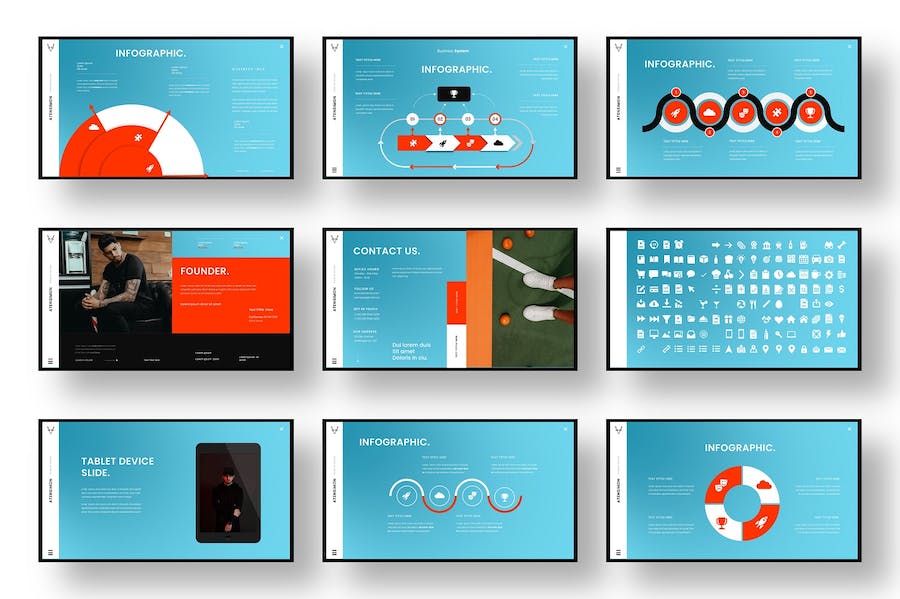 多彩商务风格设计展示PPT模板 - 顶尖PPT