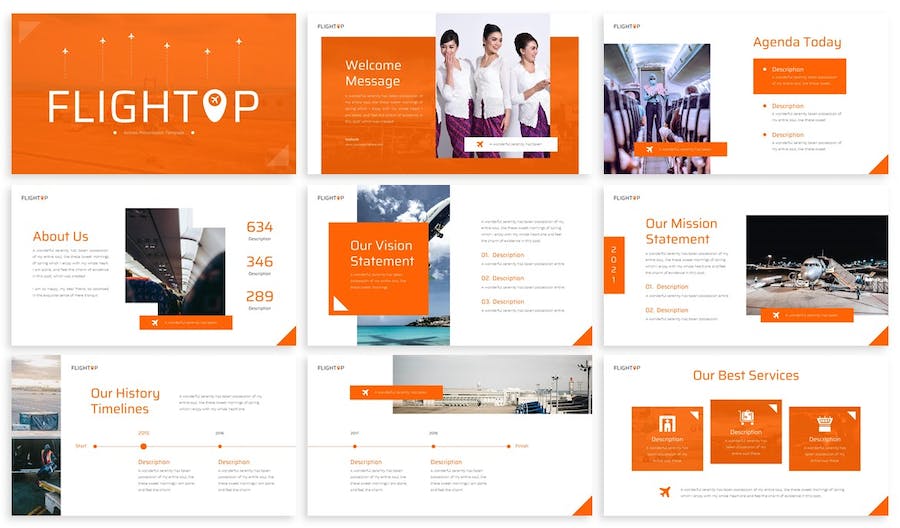 航空公司品牌介绍服务展示Keynote模板 - 顶尖PPT