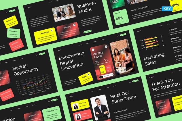 深灰色现代商业商务keynote模板 - 顶尖PPT