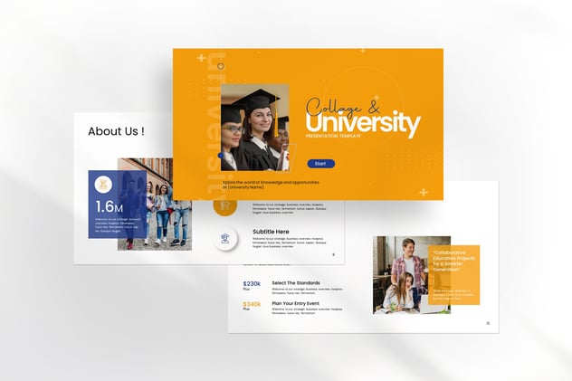 校园场景拼贴风格大学主题Keynote演讲模板 - 顶尖PPT