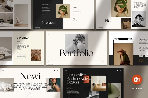 商务业务作品集投资组合展示PPT模板 - 顶尖PPT