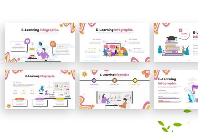 在线教育学习场景插画keynote模板 - 顶尖PPT