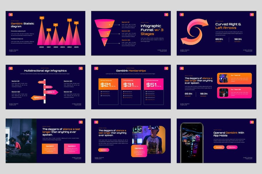 游戏工作室项目展示创意方案PPT模板 - 顶尖PPT