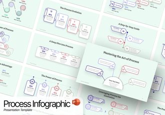 微立体风格线性步骤流程图形PPT模板 - 顶尖PPT