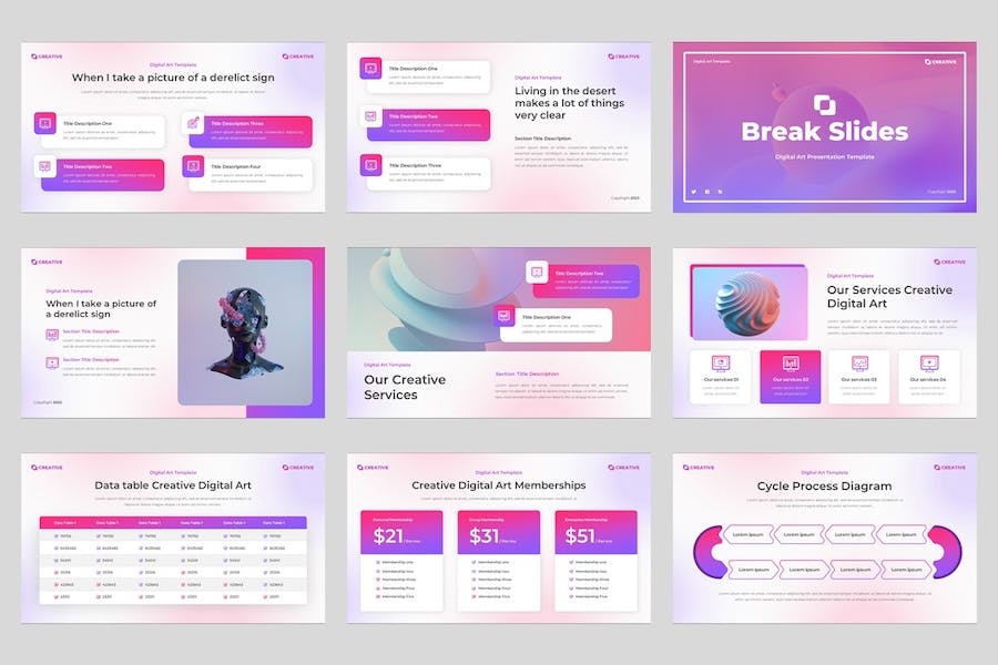 创意艺术数字展示方案PPT模板 - 顶尖PPT