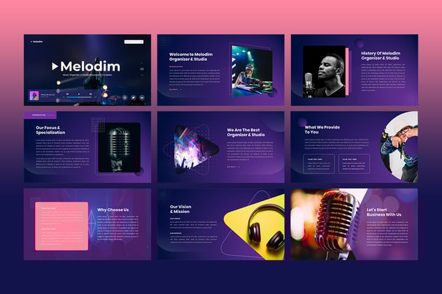 音乐工作室PowerPoint模板 - 顶尖PPT