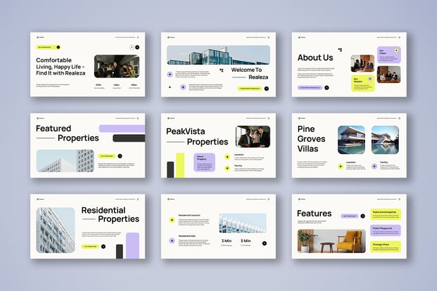 奶油绿现代房地产行业PPT模板 - 顶尖PPT