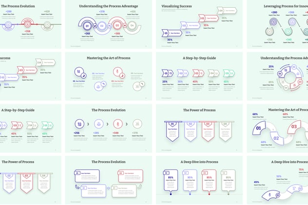 微立体风格线性步骤流程图形PPT模板 - 顶尖PPT
