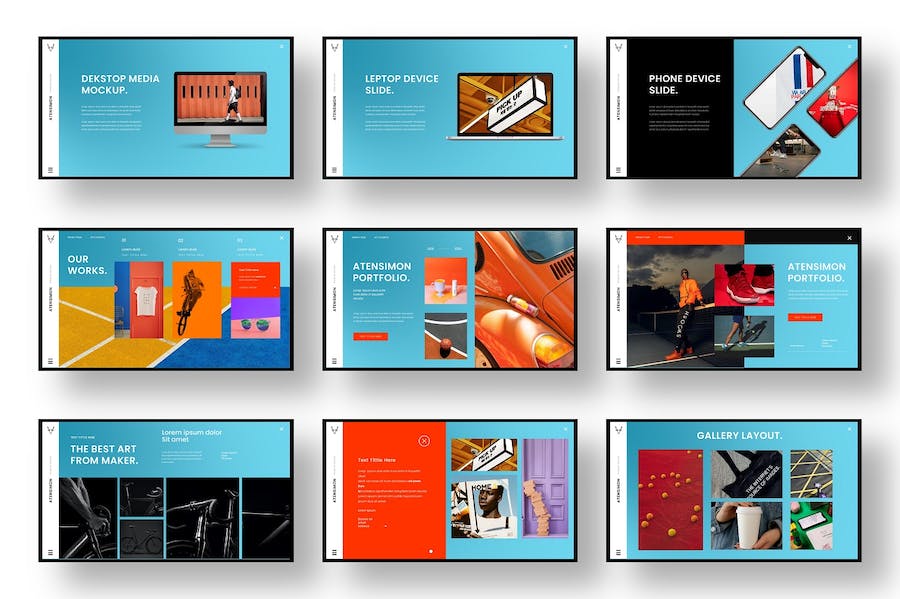 多彩商务风格设计展示PPT模板 - 顶尖PPT