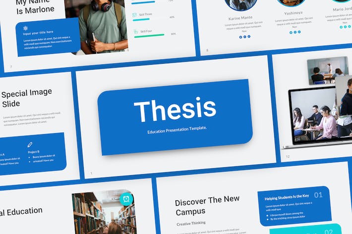 论文蓝图教育教学PPT模板 - 顶尖PPT