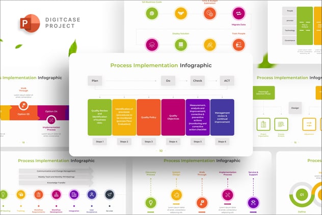 彩色可视化流程信息图形PPT模板 - 顶尖PPT