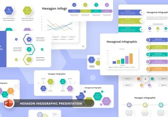 彩色微立体六边形信息图形PPT模板 - 顶尖PPT