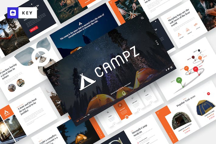 户外露营大篷车keynote模板 - 顶尖PPT