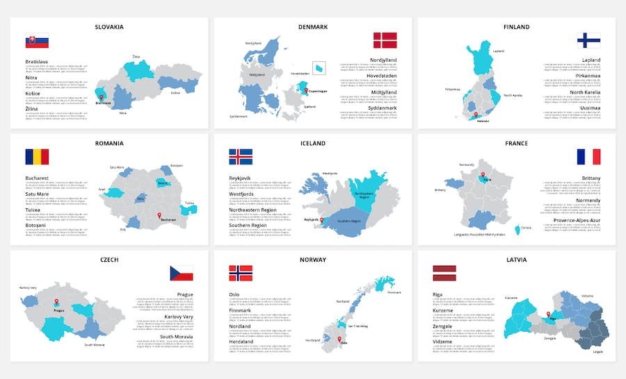 欧洲各个国家地图PPT动画模板 - 顶尖PPT