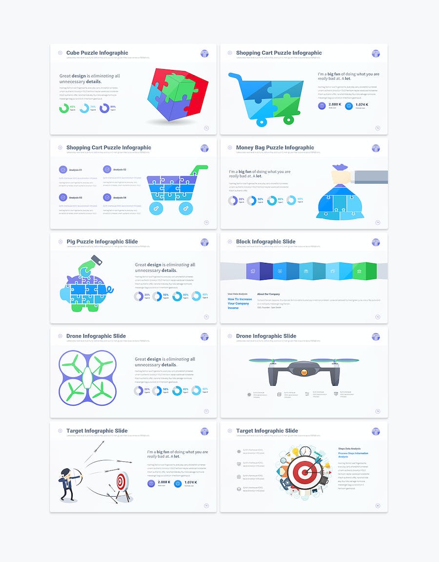 创意科技风格数据图形工作总结分析keynote模板 - 顶尖PPT