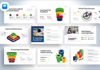 彩色立体金子塔漏斗图形keynote模板 - 顶尖PPT