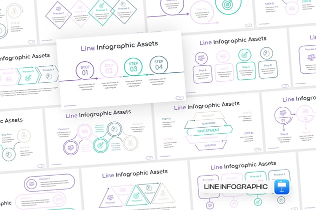 线稿秒变流程步骤线路信息图形keynote模板 - 顶尖PPT