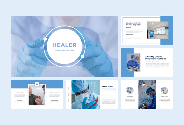 蓝色医疗医学学术报告PPT模板 - 顶尖PPT