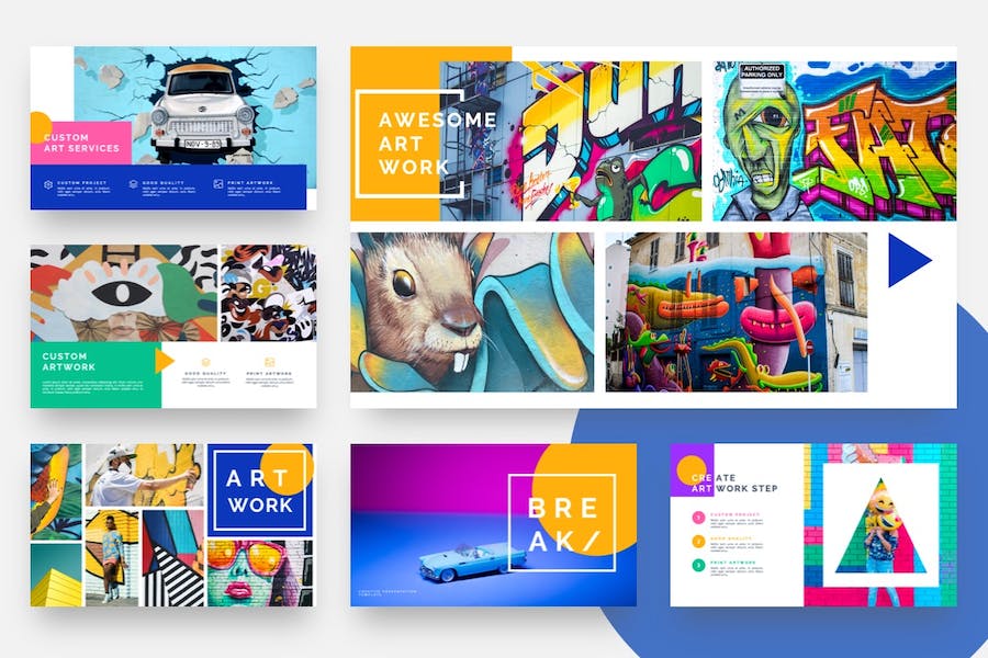 粉笔流行艺术涂鸦keynote模板 - 顶尖PPT