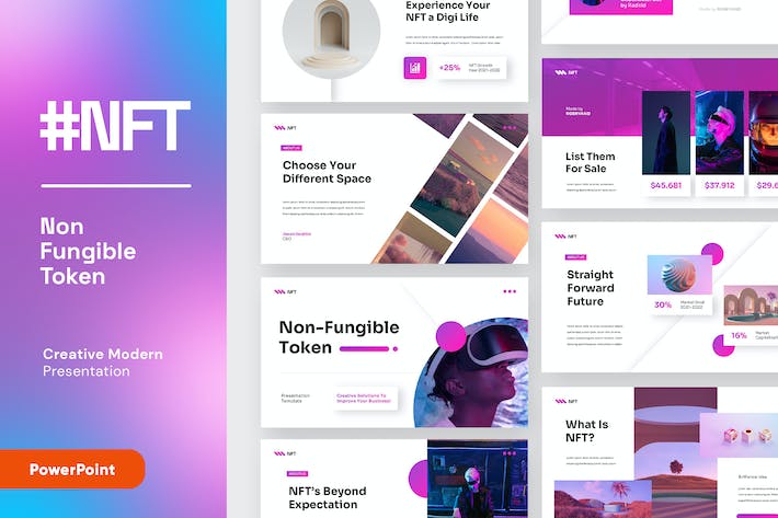 NFT虚拟资产交易应用PPT模板 - 顶尖PPT