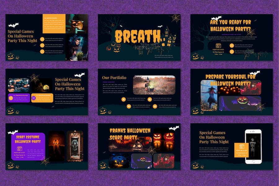 万圣节节日主题派对活动宣传Keynote模板 - 顶尖PPT