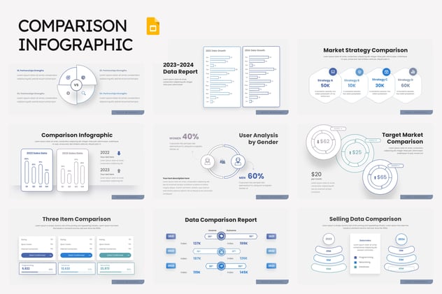 对比信息图表数据分析PPT模板 - 顶尖PPT