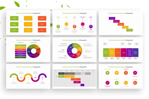 彩色可视化流程信息图形PPT模板 - 顶尖PPT