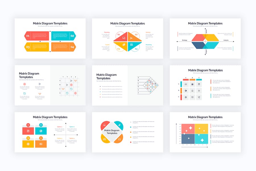矩阵图表结构分析决策信息图PPT模板 - 顶尖PPT