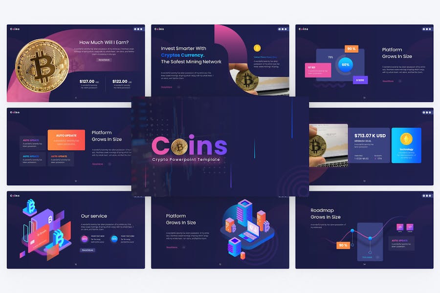 精美大气比特币虚拟货币宣传介绍企业介绍多用途PPT模板 - 顶尖PPT