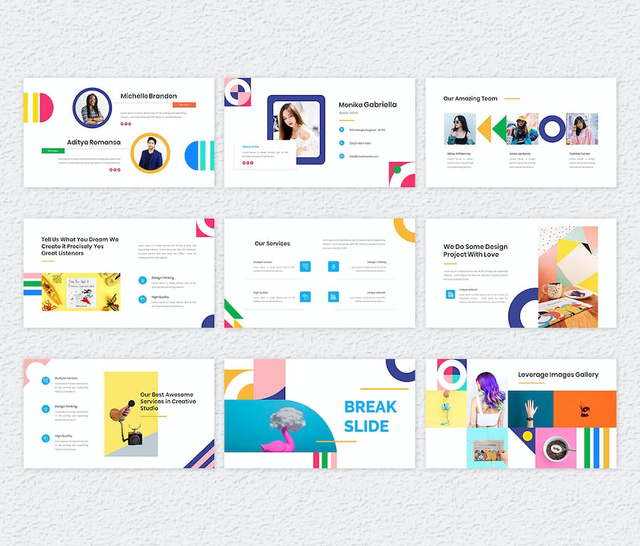 创意几何图形简约PPT模板 - 顶尖PPT