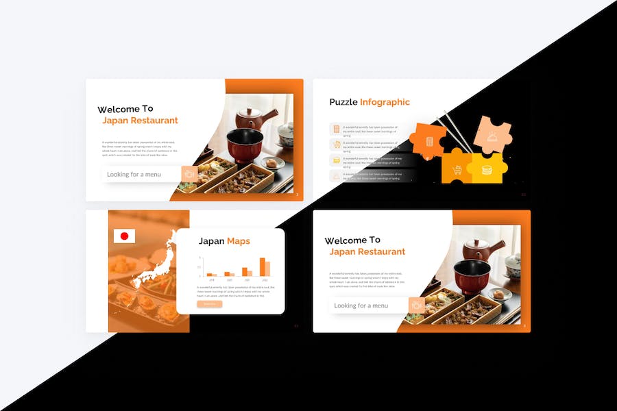 橙色餐厅餐饮美食主题PPT模板 - 顶尖PPT